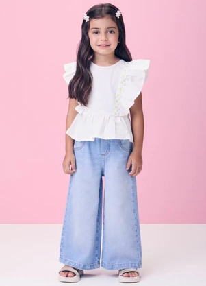Momi - Blusa Tricoline Off com Babados - MOMI