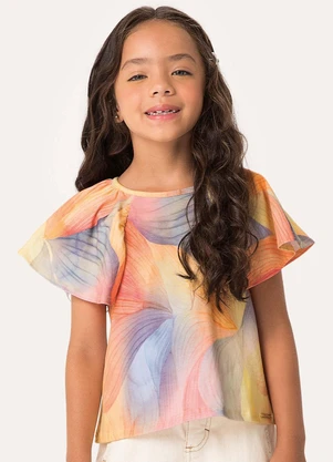 Carinhoso - Blusa Tropical em Cotton Amarelo - CARINHOSO