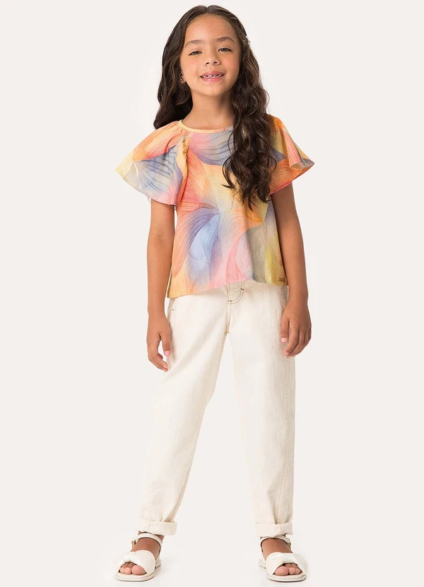 Carinhoso - Blusa Tropical em Cotton Amarelo 2