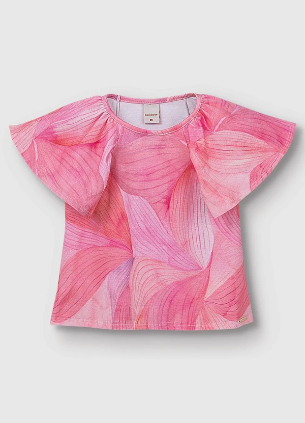 Carinhoso - Blusa Tropical em Cotton Rosa