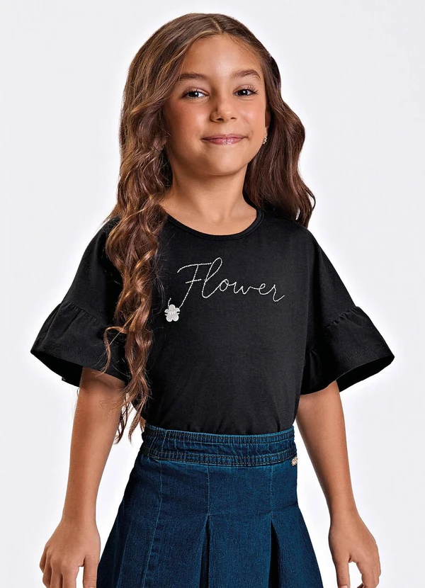 Trick Nick - Blusa Verão Menina com Bordado Preto