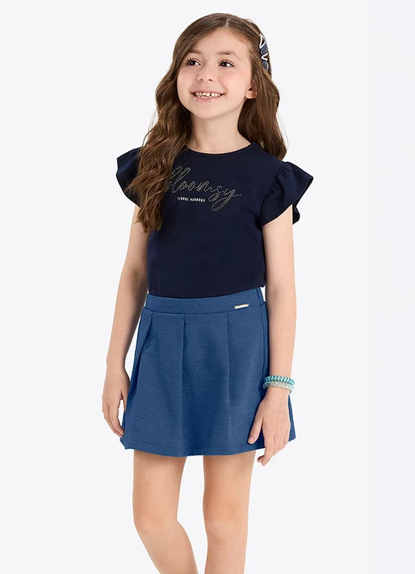 Rovi Kids - Blusa Verão Menina com Strass Azul