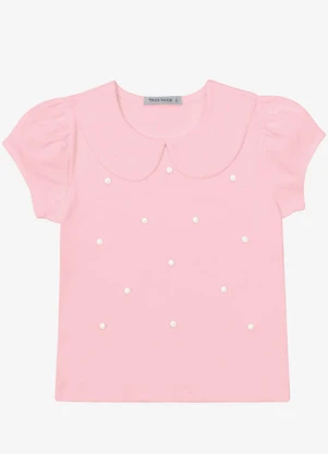 Trick Nick - Blusa Verão Menina Curta com Pérolas Rosa - TRICK NICK