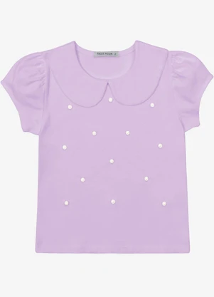 Trick Nick - Blusa Verão Menina Curta com Pérolas Roxo - TRICK NICK