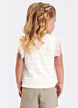 Trick Nick - Blusa Verão Menina Curta Listrada Bege - TRICK NICK