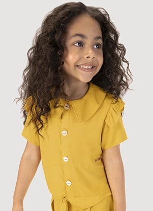 Lilica Ripilica - Camisa Manga Curta Infantil Feminina Amarelo - LILICA RIPILICA
