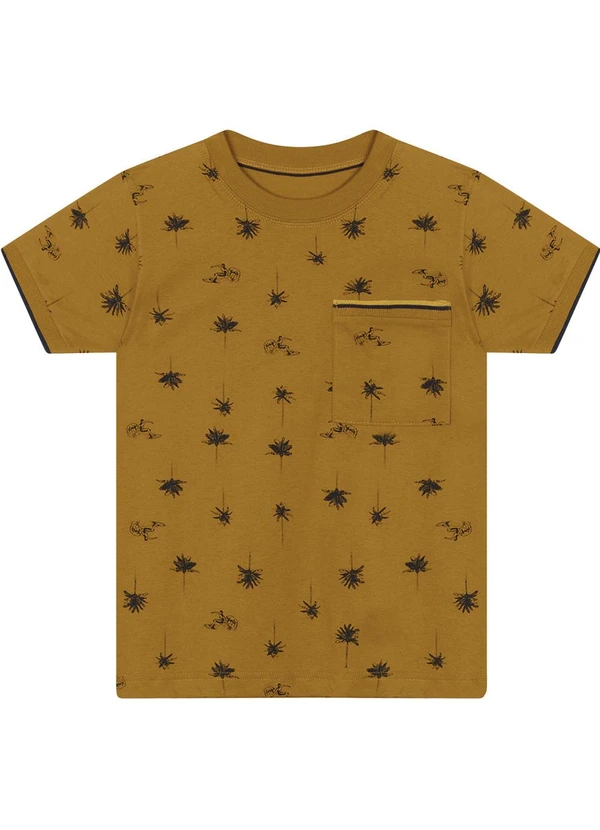 Marisol - Camisa Manga Curta Masculina Marisol  Marrom