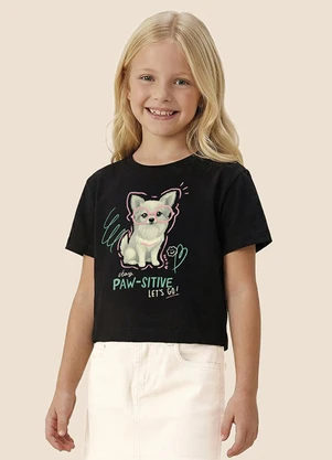 Malwee Kids - Camiseta Box Stay Paw-Sitive Preto - MALWEE KIDS