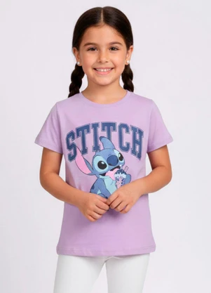Torra - Camiseta Infantil Algodão Stitch Lilás - TORRA