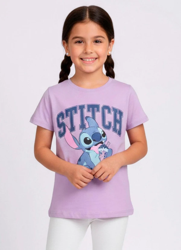 Torra - Camiseta Infantil Algodão Stitch Lilás