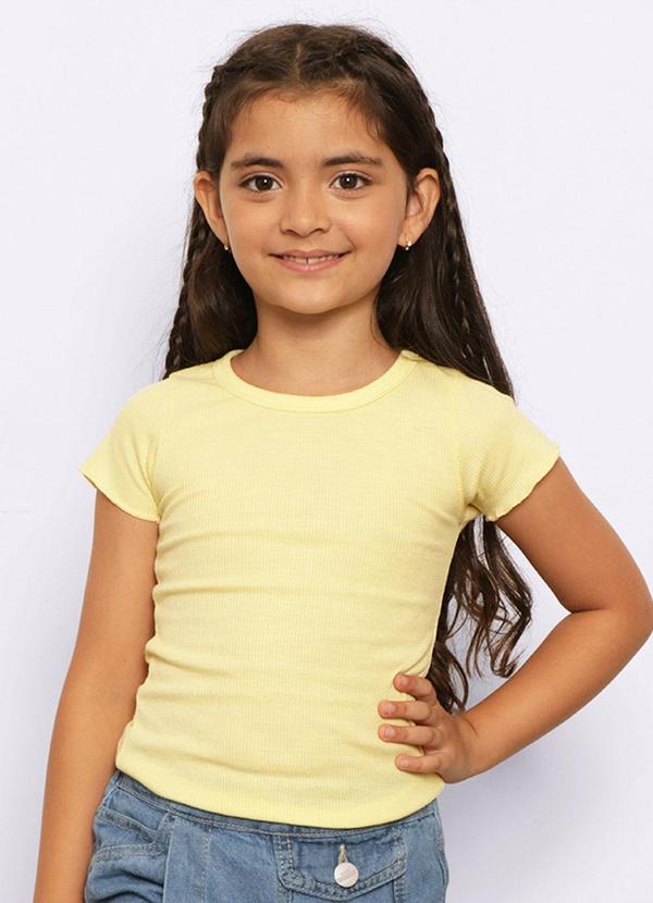 Torra - Camiseta Infantil Canelada Manga Curta Amarela