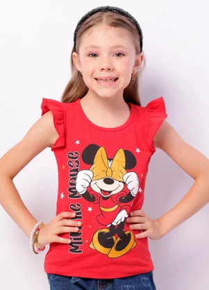 Torra - Camiseta Infantil Minnie Babado Vermelha - TORRA