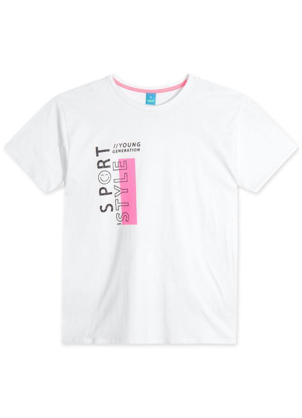 Hapier - Camiseta Manga Curta Juvenil Menina Branco