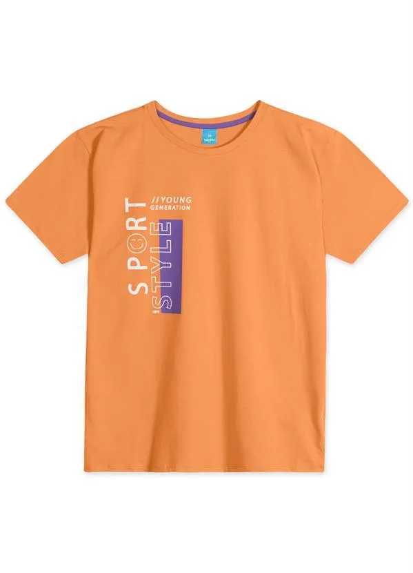 Hapier - Camiseta Manga Curta Juvenil Menina Laranja