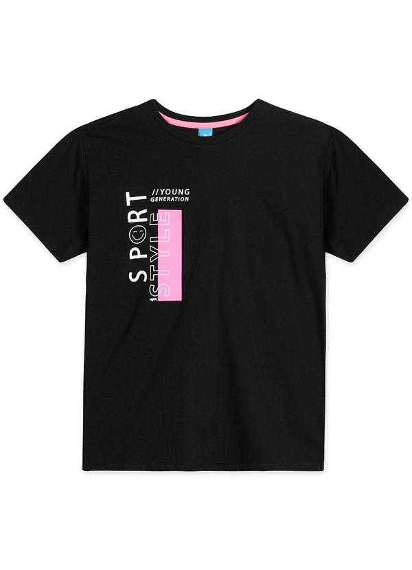 Hapier - Camiseta Manga Curta Juvenil Menina Preto