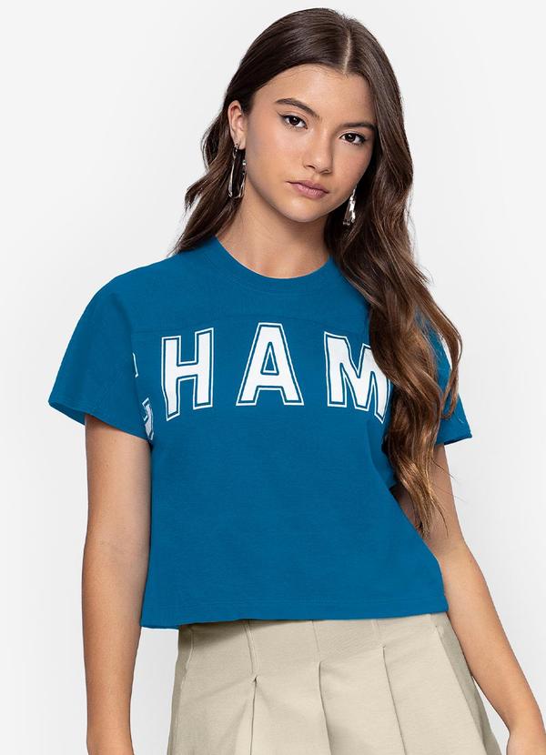 Minty - Camiseta Meia Malha Feminina Azul