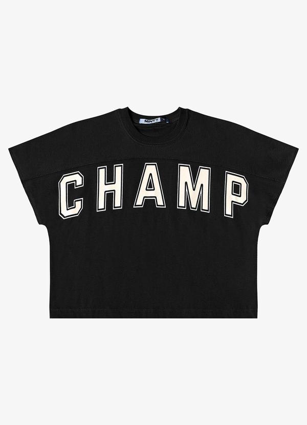 Minty - Camiseta Meia Malha Feminina Preto