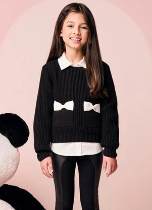 Momi - Casaco Infantil Menina de Tricot com Bolso - MOMI
