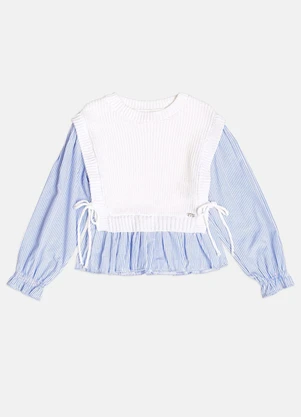 Momi - Colete Menina Infantil de Tricot com Camisa - MOMI
