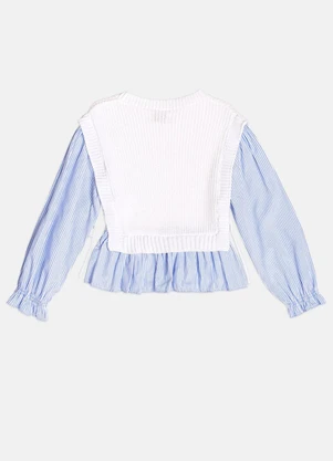Momi - Colete Menina Infantil de Tricot com Camisa - MOMI