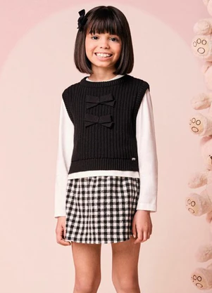 Momi - Colete Menina Infantil de Tricot com Laços - MOMI