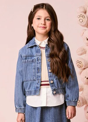 Momi - Colete Menina Infantil de Tricot com Listras - MOMI