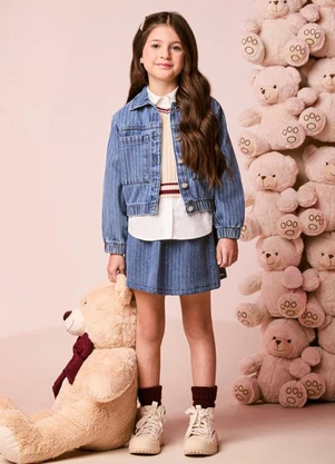 Momi - Colete Menina Infantil de Tricot com Listras - MOMI