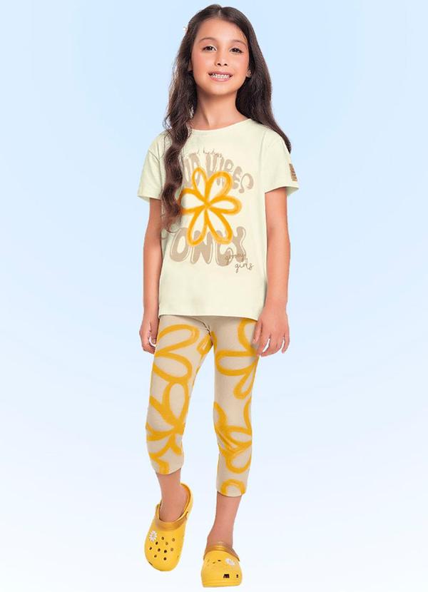Fakini Kids - Conjunto Blusa/Capri Bege