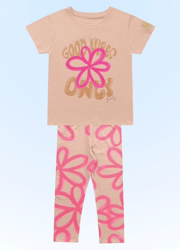 Fakini Kids - Conjunto Blusa/Capri Bege