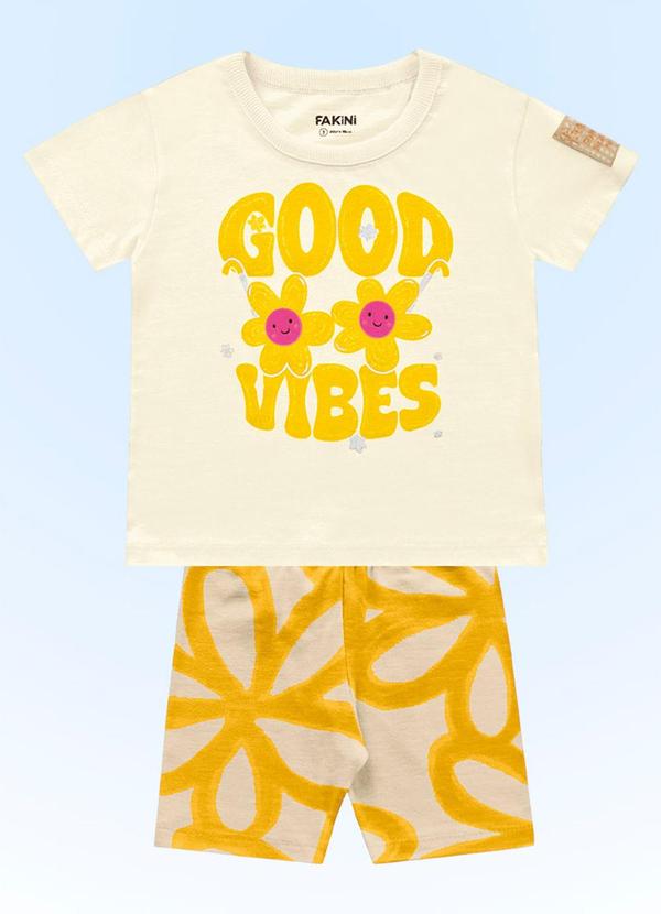 Fakini Kids - Conjunto Blusa/Ciclista Bege