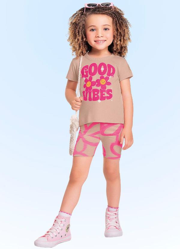 Fakini Kids - Conjunto Blusa/Ciclista Bege