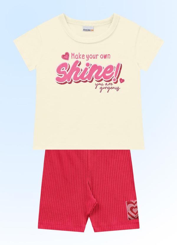 Fakini Kids - Conjunto Blusa/Ciclista Bege