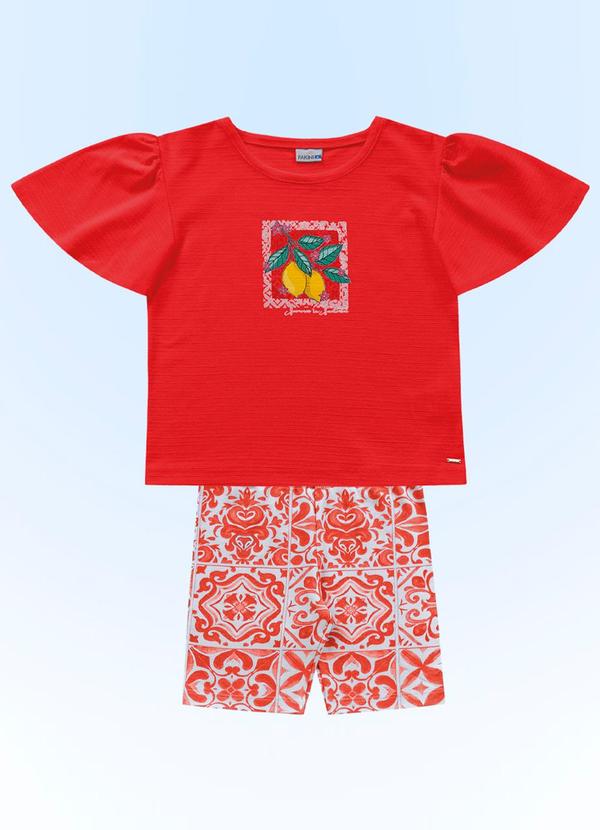 Fakini Kids - Conjunto Blusa/Ciclista Laranja