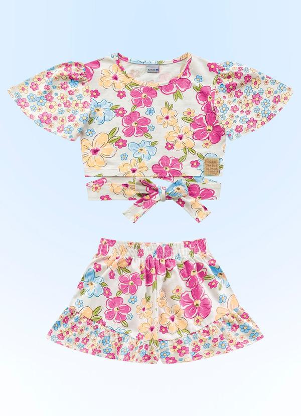 Fakini Kids - Conjunto Blusa Cropped/Short Azul