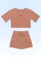 Fakini Kids - Conjunto Blusa Cropped/Short Bege - variação: Bege