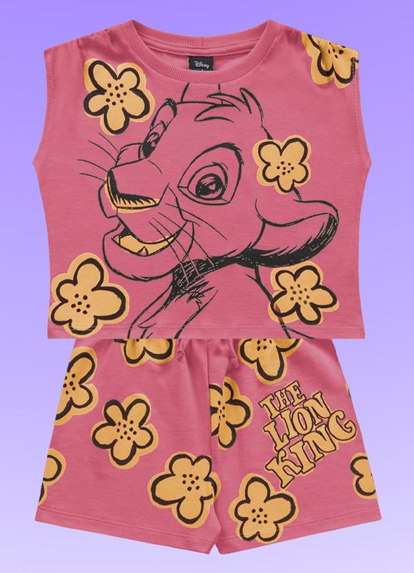 Fakini Kids - Conjunto Blusa Cropped/Short Rosa