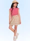 Fakini Kids - Conjunto Blusa Cropped/Short-Saia Verde - variação: Rosa