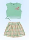 Fakini Kids - Conjunto Blusa Cropped/Short-Saia Verde - variação: Verde