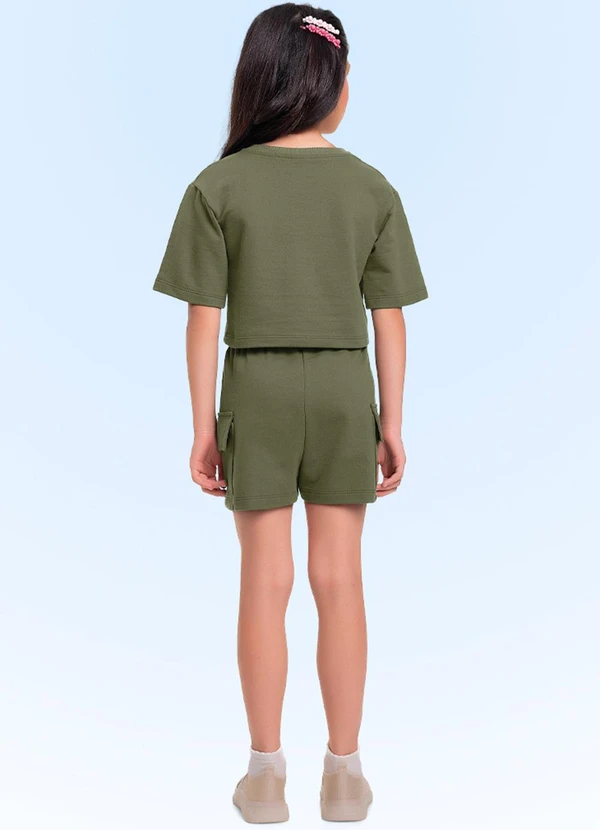 Fakini Kids - Conjunto Blusa Cropped/Short Verde 2