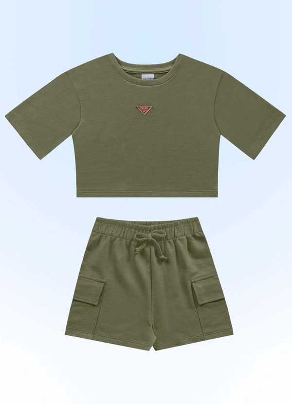 Fakini Kids - Conjunto Blusa Cropped/Short Verde 3