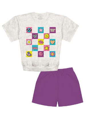 Abrange - Conjunto Blusa e Short Mescla Multicores - ABRANGE