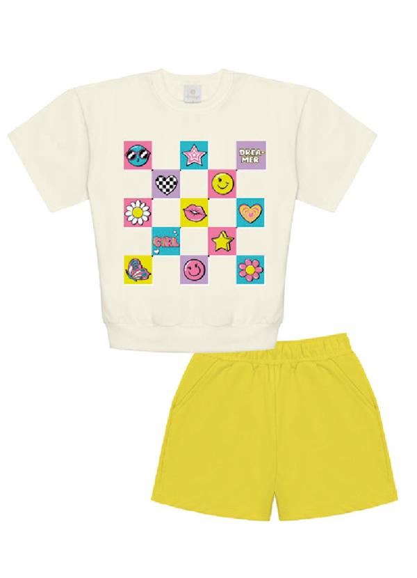 Abrange - Conjunto Blusa e Short Natural Multicores