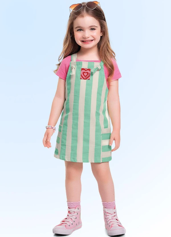 Fakini Kids - Conjunto Blusa/Salopete Rosa