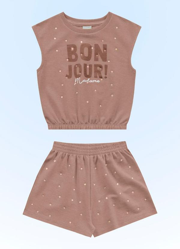 Fakini Kids - Conjunto Blusa/Short Bege