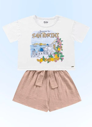 Fakini Kids - Conjunto Blusa/Short Branco - FAKINI KIDS
