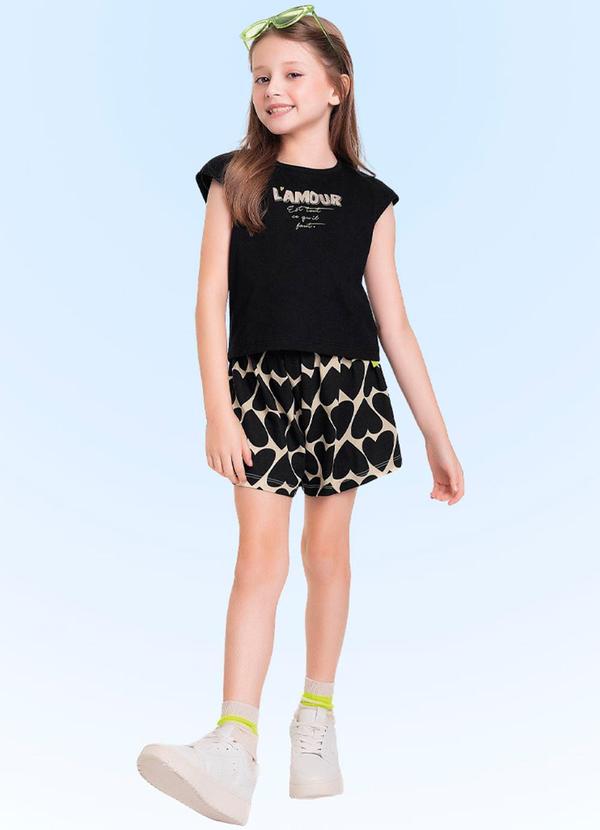 Fakini Kids - Conjunto Blusa/Short Preto