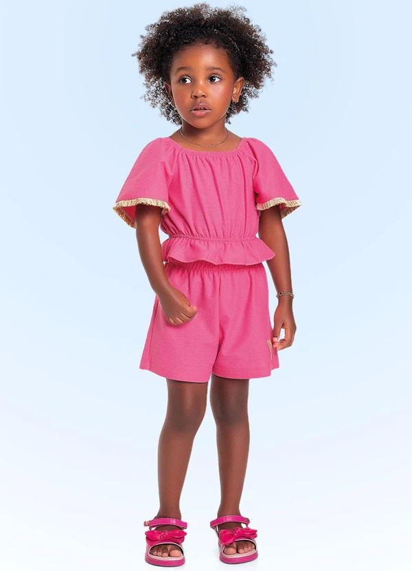 Fakini Kids - Conjunto Blusa/Short Rosa