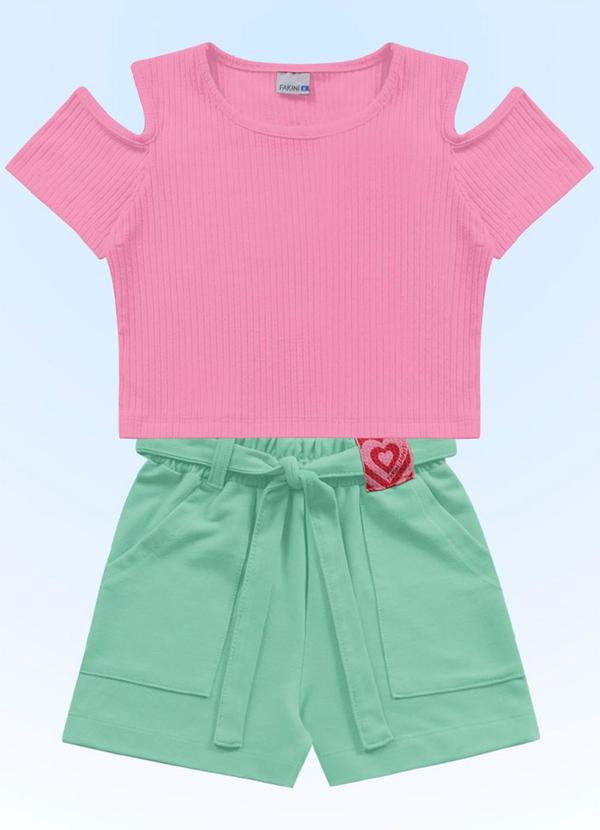 Fakini Kids - Conjunto Blusa/Short Rosa