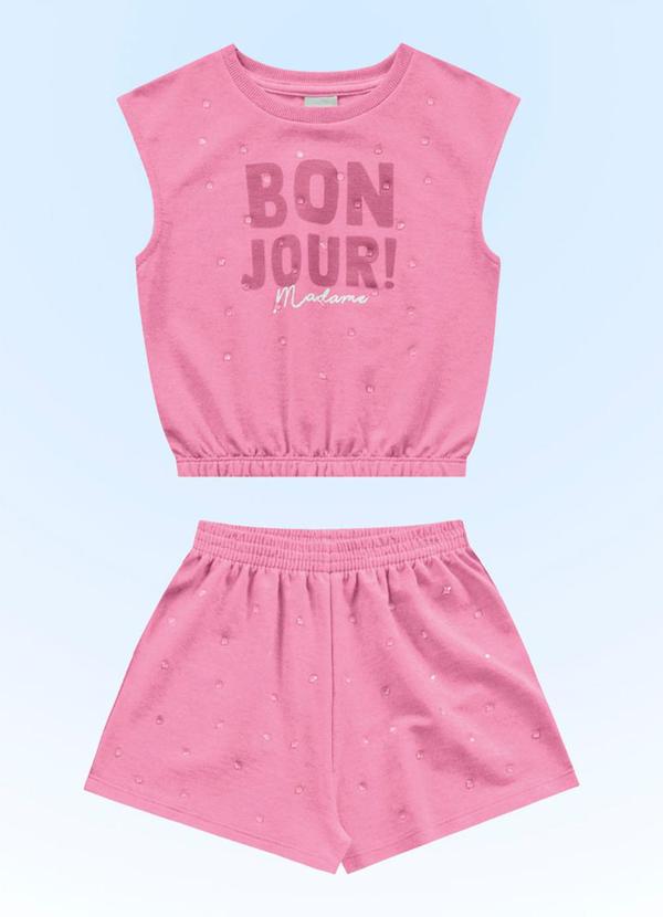 Fakini Kids - Conjunto Blusa/Short Rosa