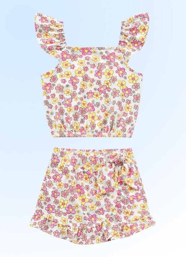 Fakini Kids - Conjunto Blusa e Short Saia Amarelo